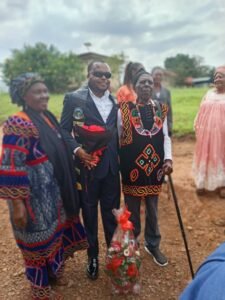 Dr. Tanifum poses with parents after Ph.D. Defense, University of Bamenda